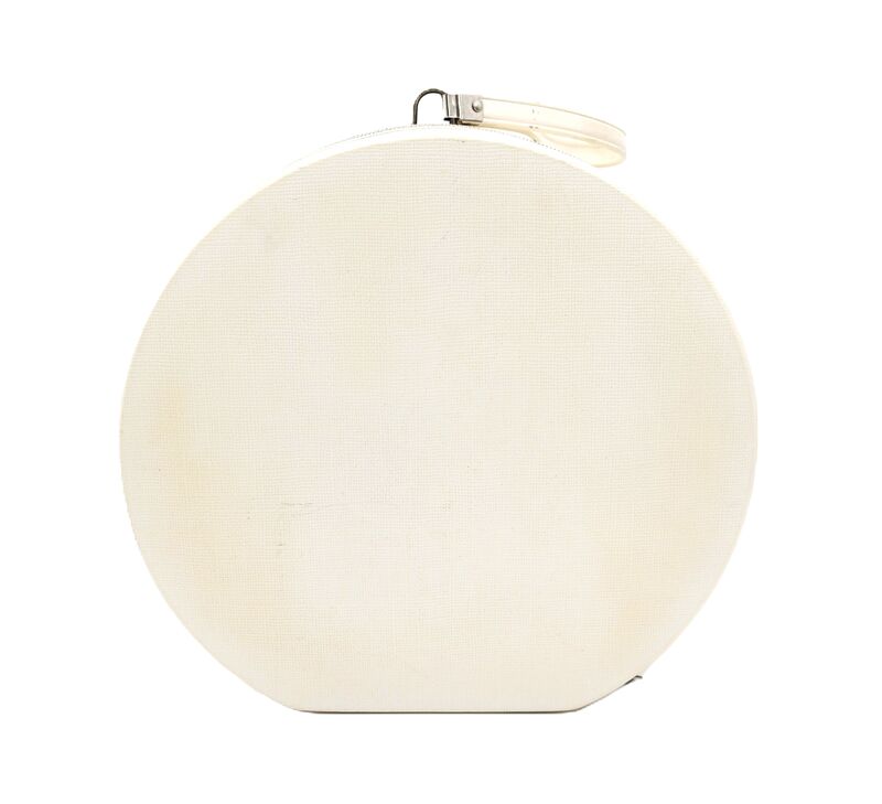 Vintage - KEENE - Off White Round Hat Box Train Case - Mid Century - - product images  of 