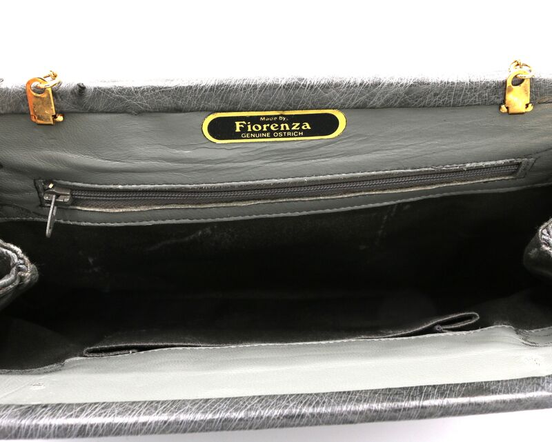 Vintage - FIORENZA - Large Grey OSTRICH Skin Clutch Shoulder Bag - product images  of 