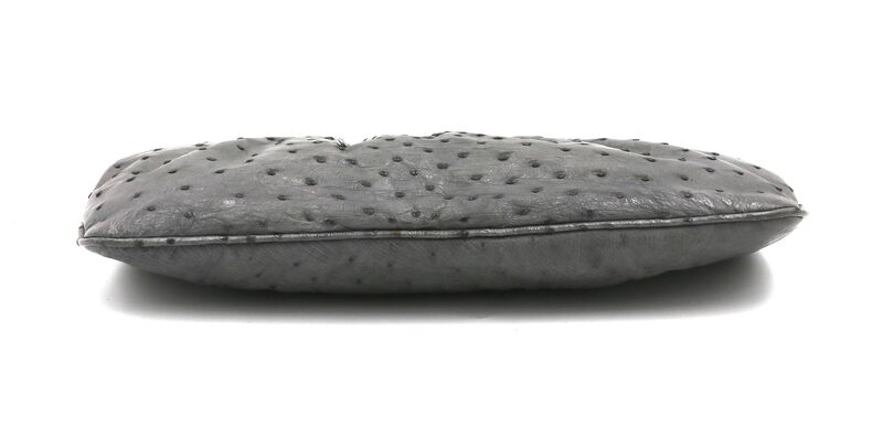 Vintage - FIORENZA - Large Grey OSTRICH Skin Clutch Shoulder Bag - product images  of 