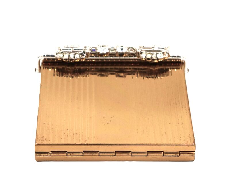 Vintage - Volupte - Gold Toned Compact Clear Rhinestones - Mid Century - product images  of 