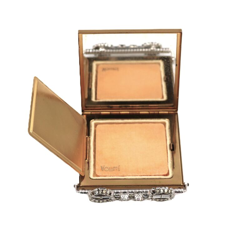 Vintage - Volupte - Gold Toned Compact Clear Rhinestones - Mid Century - product images  of 