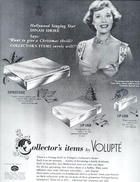 Vintage - Volupte - Gold Toned Compact Clear Rhinestones - Mid Century - product images  of 