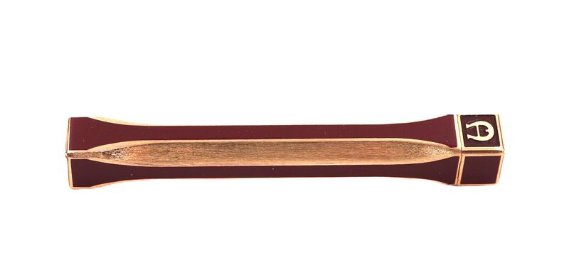 Vintage - ETIENNE AIGNER - Boxed Maroon Enamel Gold Toned Stick Lighter - 50-60s - Mid Century - product images  of 