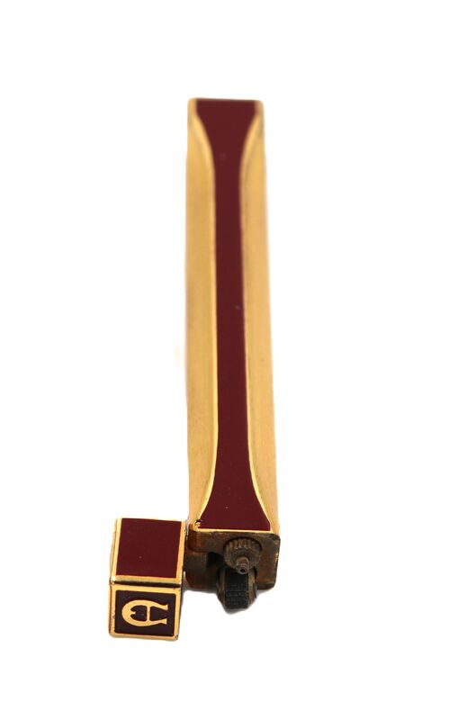 Vintage - ETIENNE AIGNER - Boxed Maroon Enamel Gold Toned Stick Lighter - 50-60s - Mid Century - product images  of 