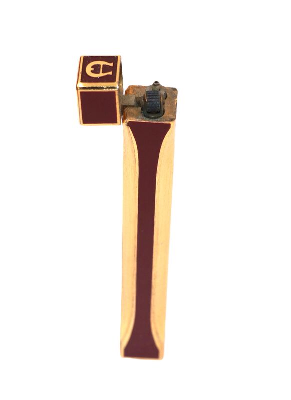 Vintage - ETIENNE AIGNER - Boxed Maroon Enamel Gold Toned Stick Lighter - 50-60s - Mid Century - product images  of 