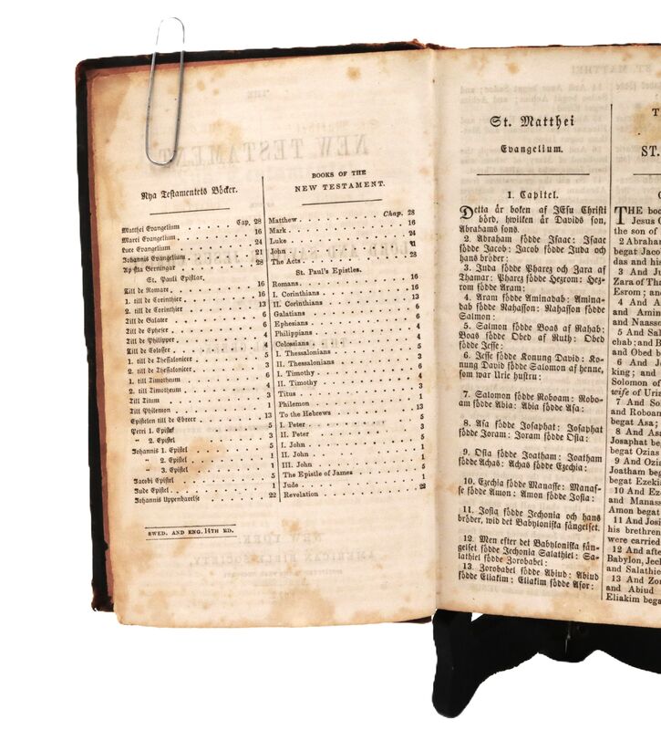 Antique 1872 Swedish English New Testament Bible - Distressed - product images  of 