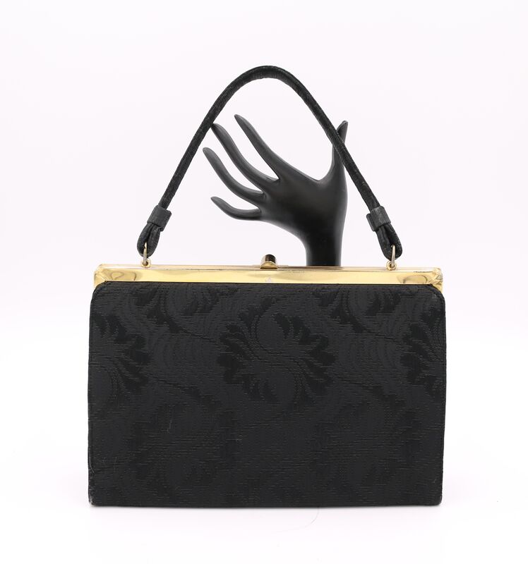 Vintage 50s-60s - LA FRANCE - Black Brocade Fabric Handbag - Mid Century - product images  of 