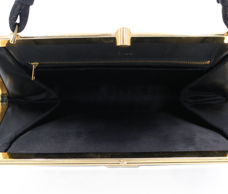Vintage 50s-60s - LA FRANCE - Black Brocade Fabric Handbag - Mid Century - product images  of 