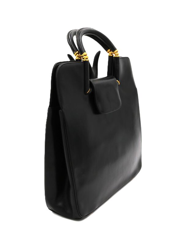 Vintage Black - ROSENFELD - Leather Double Handle Handbag - Mid Century - product images  of 