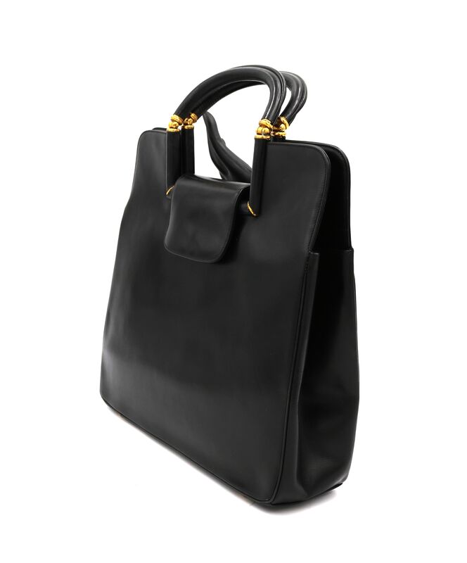 Vintage Black - ROSENFELD - Leather Double Handle Handbag - Mid Century - product images  of 