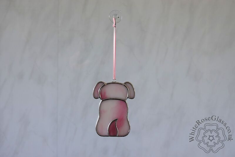 Dog Sitting Suncatcher - Pink/White - product image  