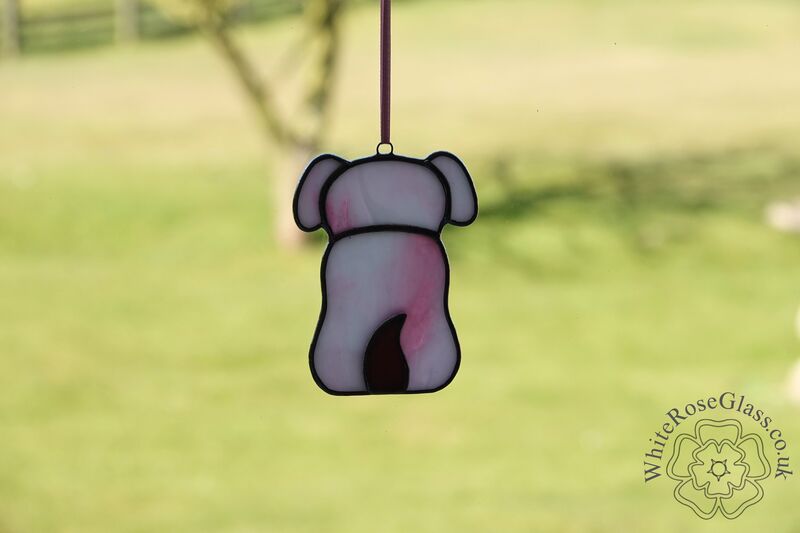 Dog Sitting Suncatcher - Pink/White - product image  