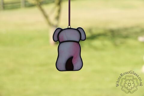 Dog,Sitting,Suncatcher,-,Pink/White, Gift, Home Decoration, Puppy, Sitting Dog