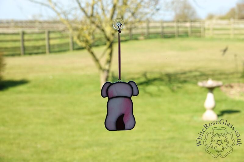 Dog Sitting Suncatcher - Pink/White - product image  