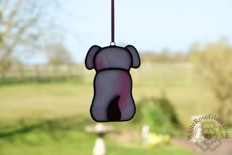Dog Sitting Suncatcher - Pink/White - product image  