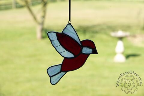 Tropical,Flying,Bird,-,Red/Pearl,Suncatcher, Gift, Home Decoration, Birds