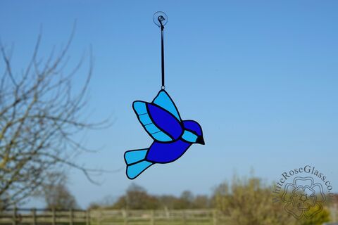 Flying,Tropical,Bird,-,Blue/Blue,Suncatcher, Gift, Home Decoration, Birds