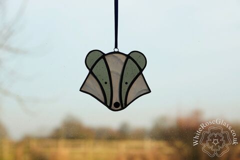 Badger,Head,-,Semi-Transparent,Suncatcher, Hanger, Gift, Home Decoration, Wildlife, Badger