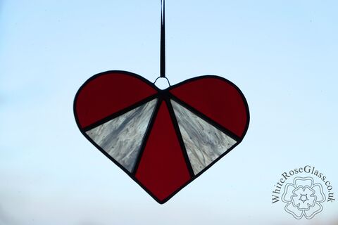Heart,-,5-Part,Ruby,+,White,Wispy,Suncatcher, Gift, Home Decoration, Heart