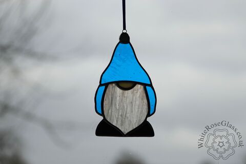 Gnome,Suncatcher,-,Blue, Hanger, Gift, Home Decoration, Gnome, Santa, Wizard