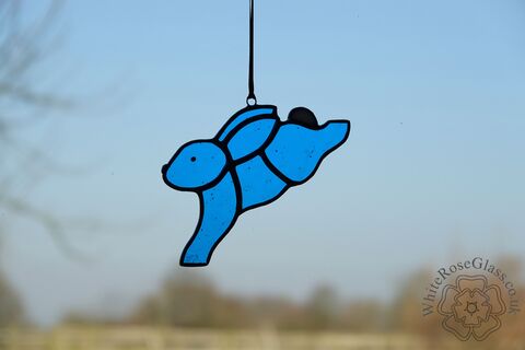 Bunny,Rabbit/Hare,Leaping,Suncatcher,-,Blue, Gift, Home Decoration, Bunny, Rabbit, Hare
