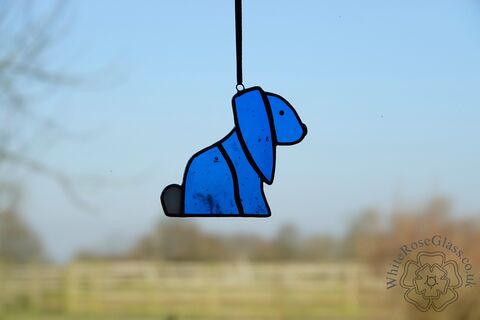 Bunny,Floppy,Eared,Rabbit,-,Bright,Blue,Suncatcher, Gift, Home Decoration, Bunny, Rabbit, Floppy
