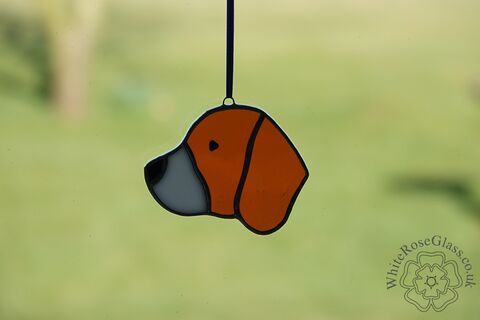 Beagle,Head,Suncatcher,-,Amber,Ear, Gift, Home Decoration, Beagle, Dog, Puppy