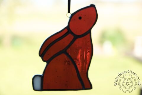 Bunny,Looking,Up,Rabbit,-,Dark,Rose,Suncatcher, Gift, Home Decoration, Bunny, Rabbit