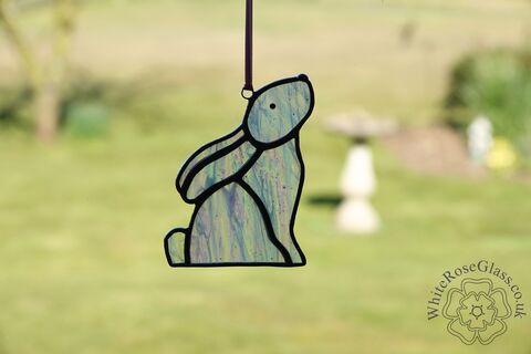 Bunny,Looking,Up,Rabbit,-,Pearl,White,Suncatcher, Gift, Home Decoration, Bunny, Rabbit
