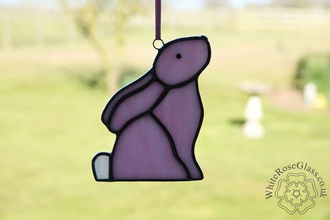 Bunny,Looking,Up,Rabbit,-,Pink,Suncatcher, Gift, Home Decoration, Bunny, Rabbit