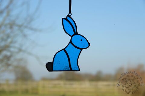Bunny,Rabbit,Sitting,Suncatcher,-,Blue,Bright, Gift, Home Decoration, Bunny, Rabbit