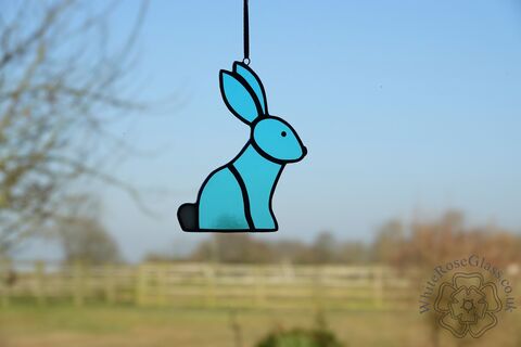Bunny,Rabbit,Sitting,Suncatcher,-,Blue,Light, Gift, Home Decoration, Bunny, Rabbit