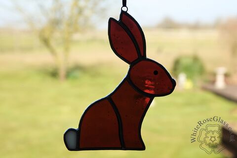 Bunny,Rabbit,Sitting,Suncatcher,-,Dark,Rose, Gift, Home Decoration, Bunny, Rabbit
