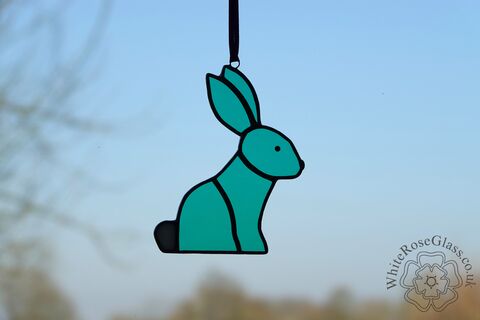 Bunny,Rabbit,Sitting,Suncatcher,-,Turquoise, Gift, Home Decoration, Bunny, Rabbit