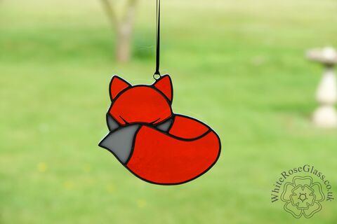 Fox,Curled,Up,Suncatcher, Gift, Home Decoration, Sleeping, Fox