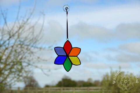 Flower,-,6-Point,Rainbow,Suncatcher, Gift, Home Decoration, Rainbow, Flower
