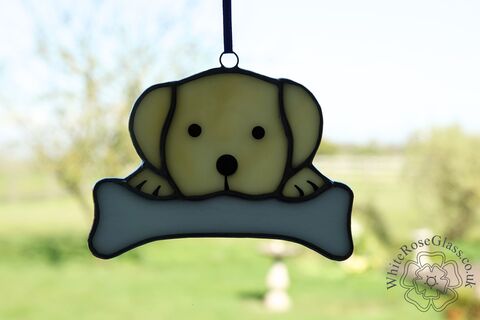 Dog,+,Bone,Golden,Suncatcher, Hanger, Gift, Home Decoration, Dog, Puppy, Labradoodle, Golden Retriever, Bone