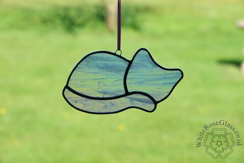 Cat,Sleeping,Suncatcher,-,Pearl,White,Large, Gift, Home Decoration, Kitten, Cat, Sleeping, Curled up