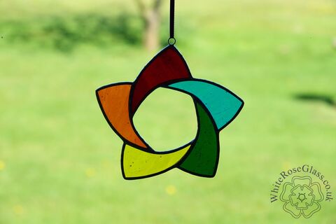 Star,Rainbow,Suncatcher,-,Open,5-Point,star, stained glass, gift, decoration, suncatcher, rainbow