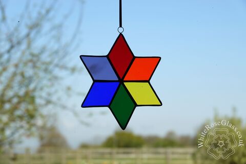 Star,Rainbow,Suncatcher,-,6-Point,star, stained glass, gift, decoration, suncatcher, rainbow
