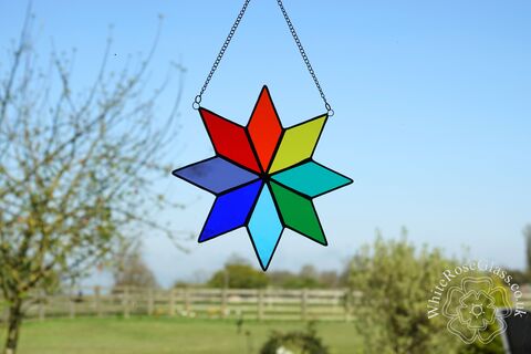 Star,Rainbow,Suncatcher,-,Large,star, stained glass, gift, decoration, suncatcher, rainbow