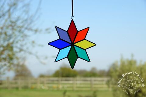 Star,Rainbow,Suncatcher,-,Medium,star, stained glass, gift, decoration, suncatcher, rainbow