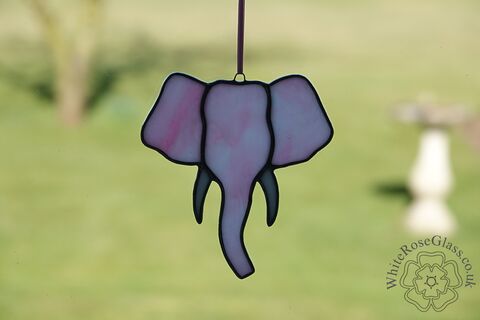 Elephant,Head,Hanger,-,Pink/White,Elephant Head, Suncatcher, Gift, Home Decoration