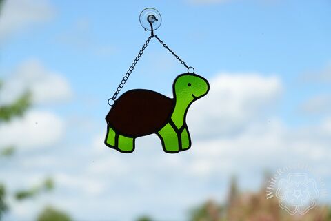 Tortoise,-,Green,/,Amber,Simple,Suncatcher, Gift, Home Decoration, Tortoise
