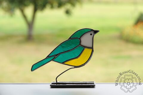 Freestanding,Blue,Tit,Suncatcher, Gift, Home Decoration, Blue Tit, British Birds
