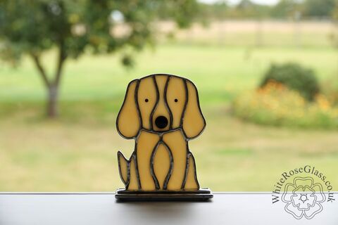 Freestanding,Sitting,Dog,-,Golden,Suncatcher, Gift, Home Decoration, Dog, Puppy, Labrador, Golden Retriever, Labradoodle