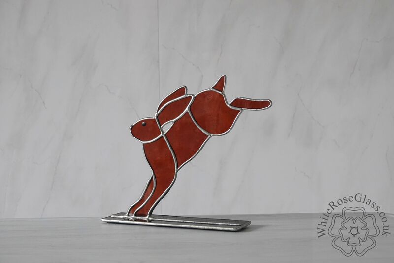 Freestanding Large Leaping Hare - Plain Amber - product image  