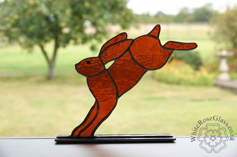 Freestanding Large Leaping Hare - Plain Amber - product image  