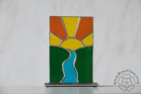 Freestanding,Panel,-,Sunset,Over,The,River,Suncatcher, Gift, Home Decoration, Glass Ornament, Sunrise, River, Landscape