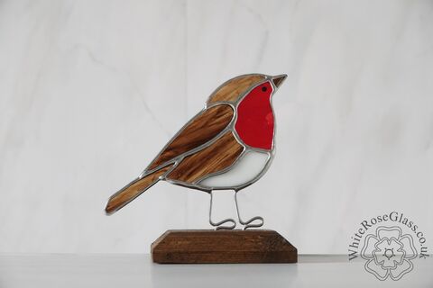 Robin,Suncatcher,on,Wood,Gift, Home Decoration, Robin, British Birds, Wildlife